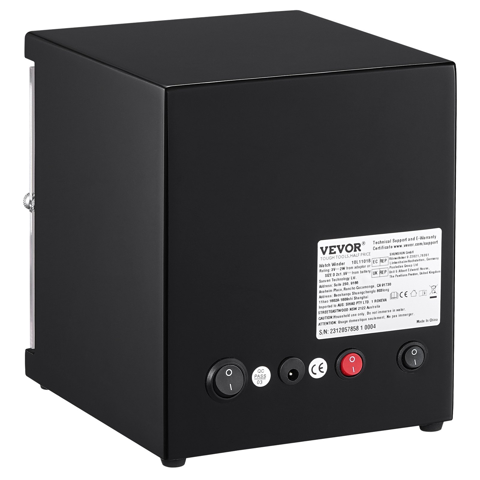 VEVOR Enrollador Automático de Relojes 1 Caja de Reloj para Relojes Automáticos con Motor Mabuchi Japonés Silencioso 5 Modos de Cuerda en Panel de Alta Densidad y LED Azul Acrílico Uso Doméstico