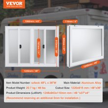 VEVOR Ventana de Servicio Puesto Concesión Camión Alimentos 1248 x 943 x 110 mm