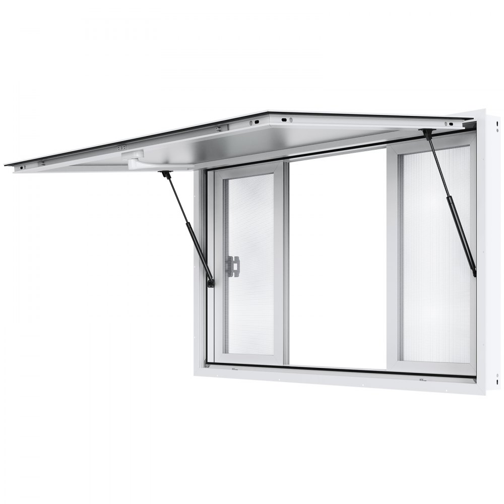 VEVOR Food Truck Window 60"x36", Aluminum Alloy Service Window for Food Trucks with 4 Horizontal Sliding Windows & Awning Door & Pull Hook, Swivels up to 85 Degrees Serving Window for Food Trucks