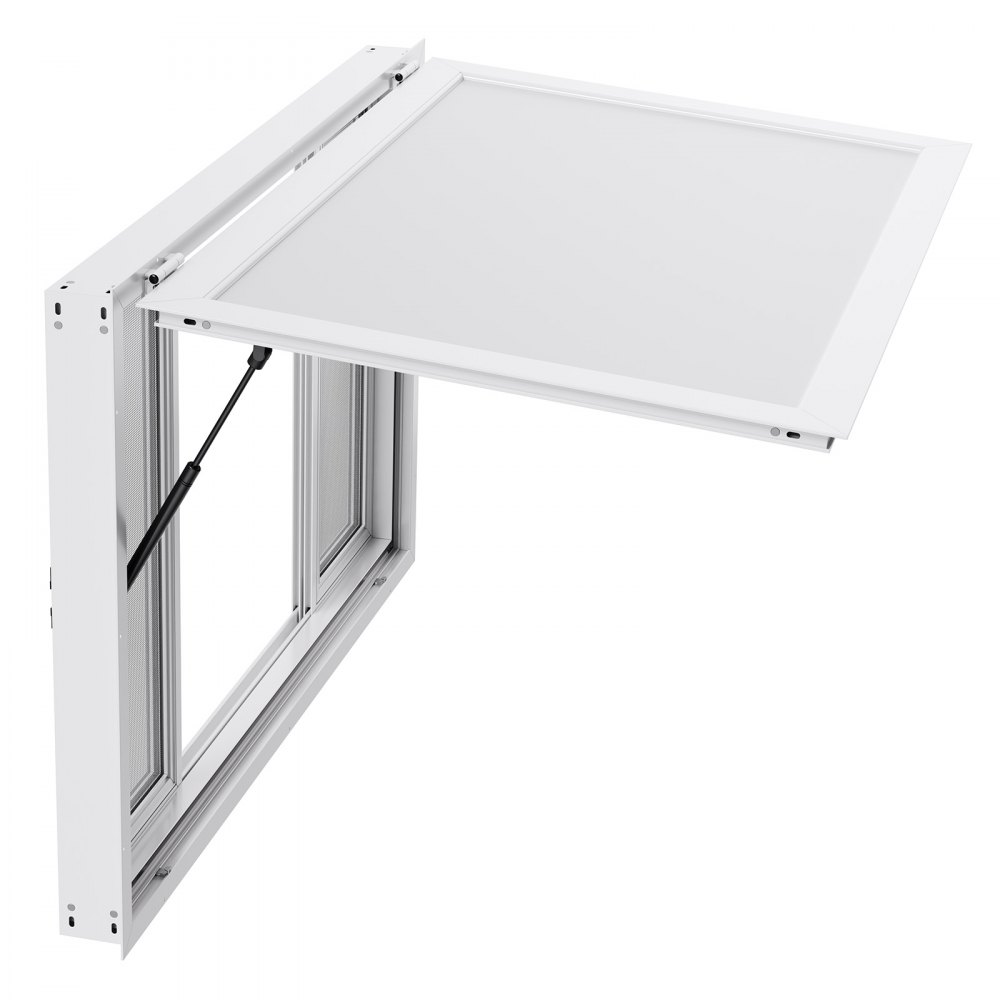 VEVOR Ventana de Concesión de Aleación de Aluminio, para Camiones de Comida, con Ángulo de hasta 85 Grados, 4 Ventanas Corredizas, Puerta Abatible y Gancho de Arrastre, 1346 x 838 mm, Blanco