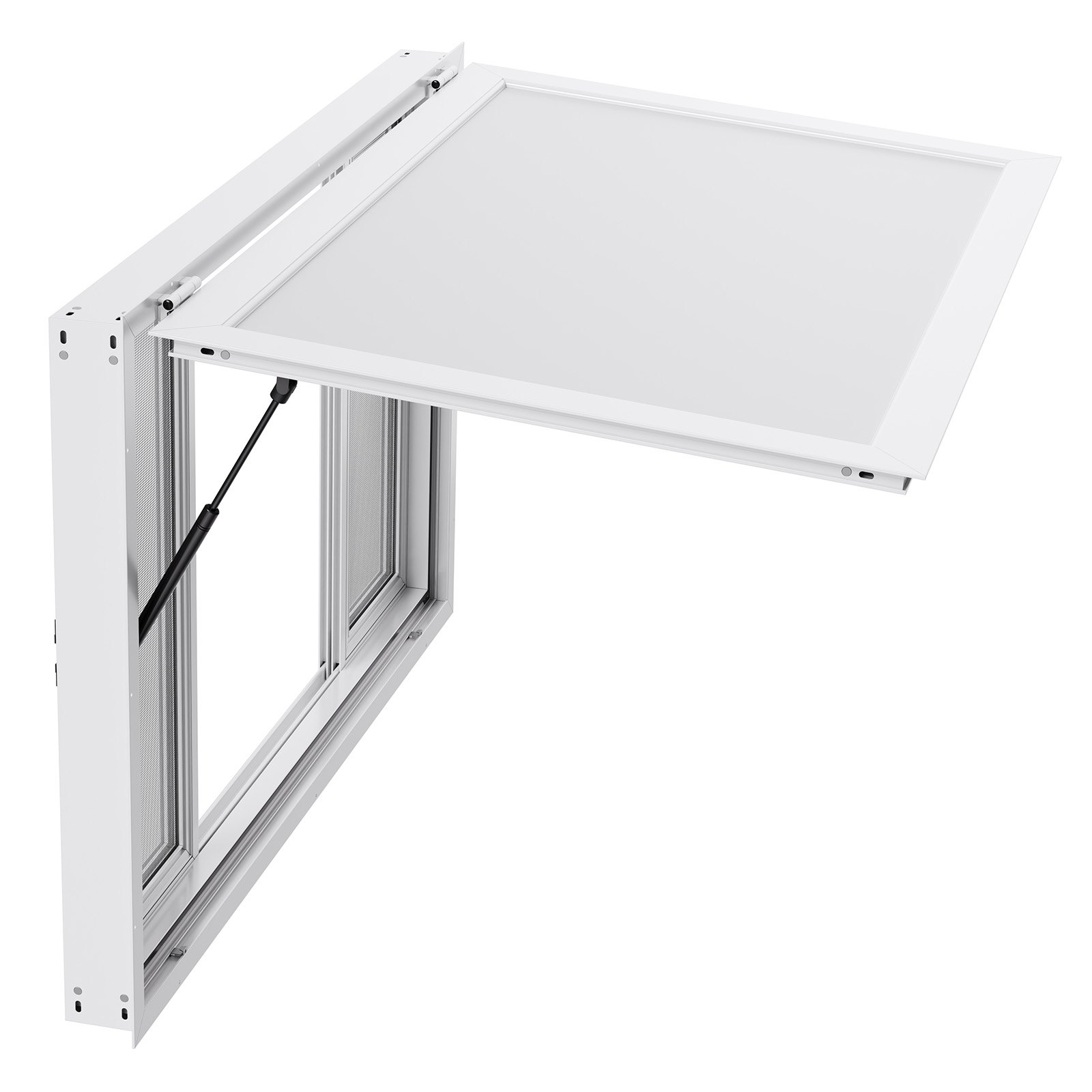 VEVOR Ventana de Concesión de Aleación de Aluminio, para Camiones de Comida, con Ángulo de hasta 85 Grados, 4 Ventanas Corredizas, Puerta Abatible y Gancho de Arrastre, 1346 x 838 mm, Blanco