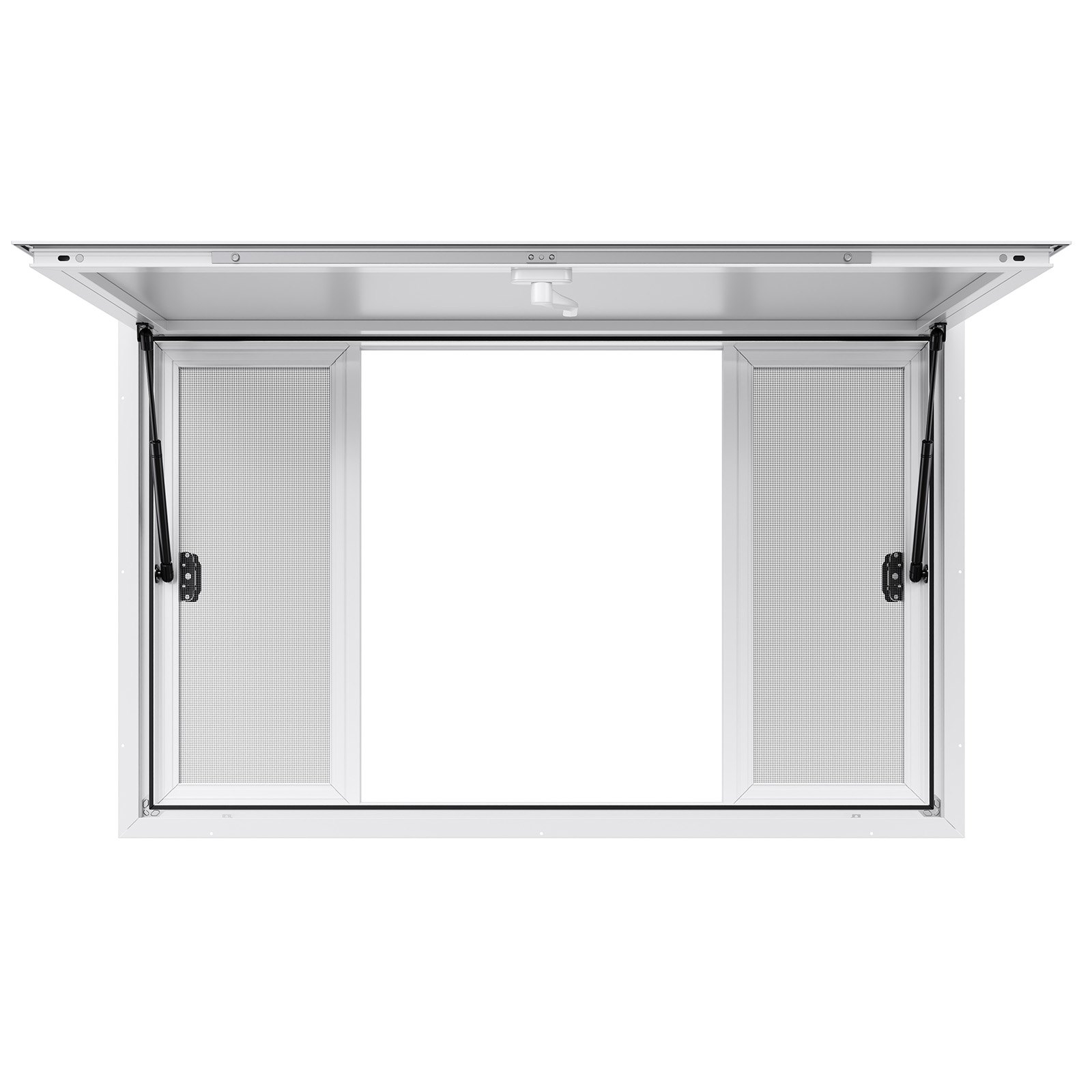 VEVOR Ventana de Concesión de Aleación de Aluminio, para Camiones de Comida, con Ángulo de hasta 85 Grados, 4 Ventanas Corredizas, Puerta Abatible y Gancho de Arrastre, 1346 x 838 mm, Blanco