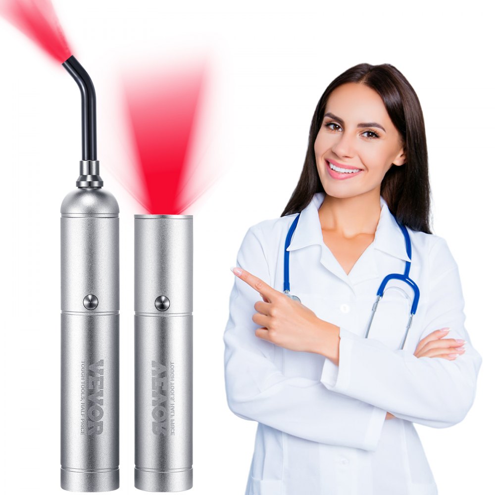 VEVOR Dispositivo de Terapia de Luz Roja Punta Extraíble Varita de Terapia de Luz 2 en 1 Modo de Pulso de 5 Longitudes de Onda Alivio del Dolor Para Cara, Cuerpo, Articulaciones, Boca, Nariz, Orejas