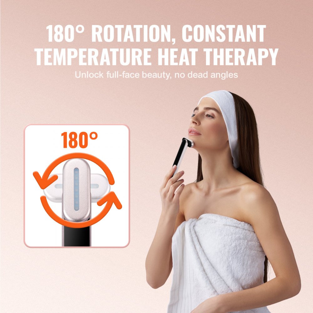 VEVOR Dispositivo de terapia de luz roja para cara, varita de terapia de luz roja LED portátil de 7 colores con terapia de calor, masaje de vibración microcorriente para cara, cuello