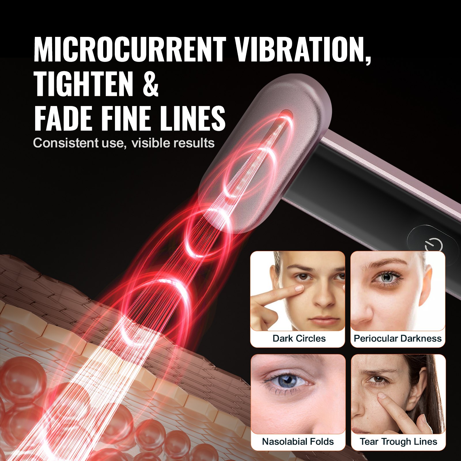 VEVOR Dispositivo de terapia de luz roja para cara, varita de terapia de luz roja LED portátil de 7 colores con terapia de calor, masaje de vibración microcorriente para cara, cuello