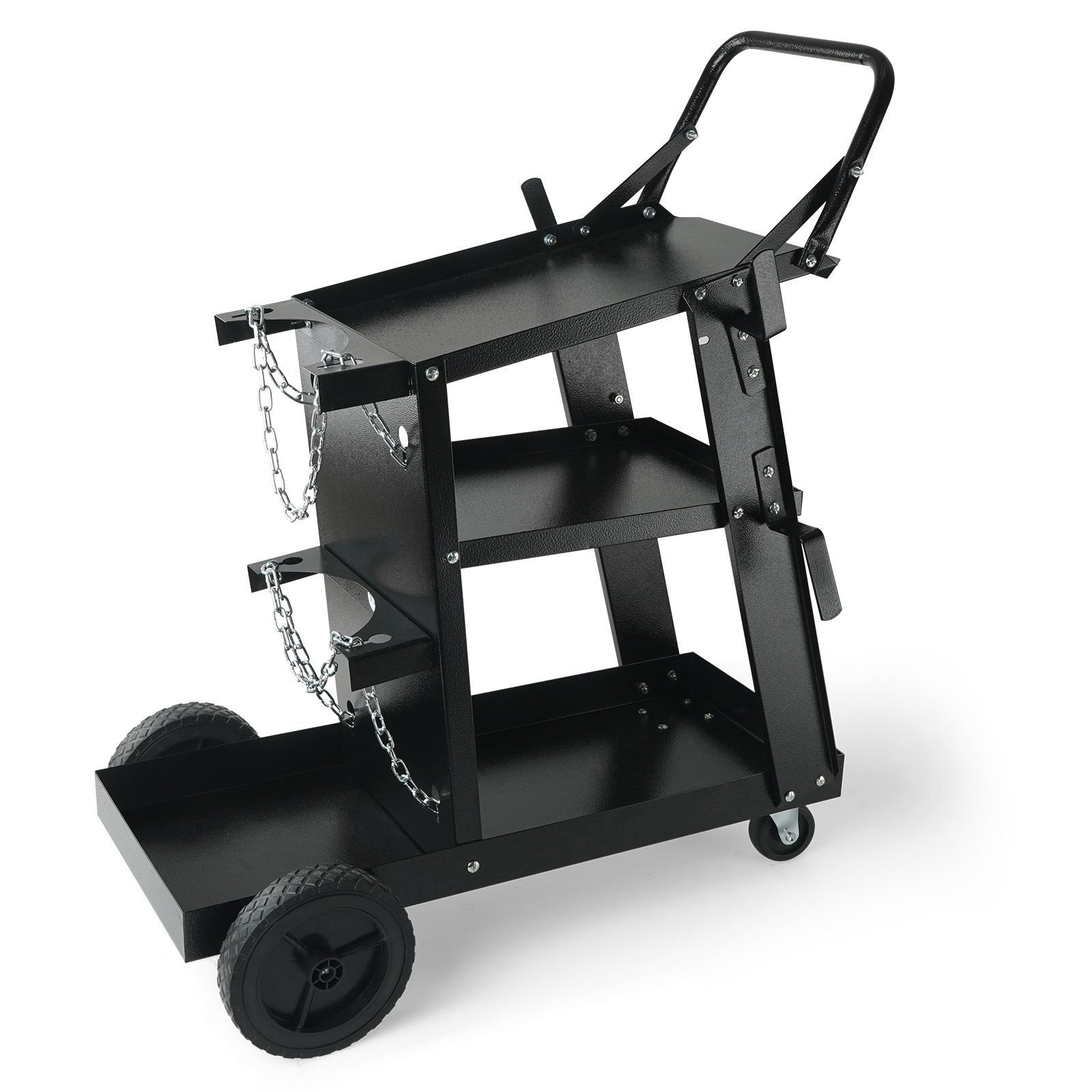 VEVOR Carro de Soldadura de 3 Niveles Carro de Estación de Soldadura 181,4 kg Capacidad de Carga Ruedas de 360° Cadenas Depósitos de Seguridad Carro de Soldadura MIG para Taller TIG ARC MMA Plasma
