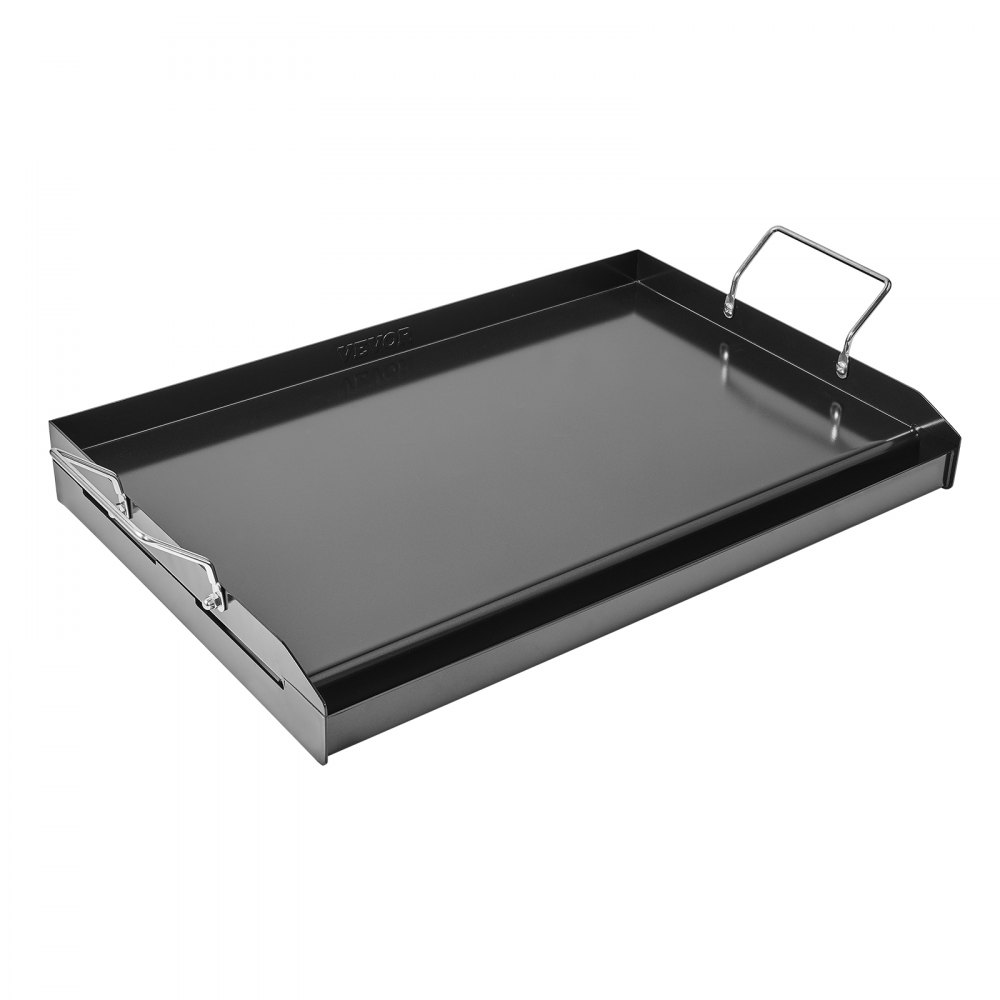 VEVOR Parrilla de Acero al Carbono Universal Rectangular 605 x 360 mm con Superficie Plana Espaciosa, Plancha de Gas para Barbacoa, Teppanyaki, Utensilios de Cocina Familiares Portátiles con Asa