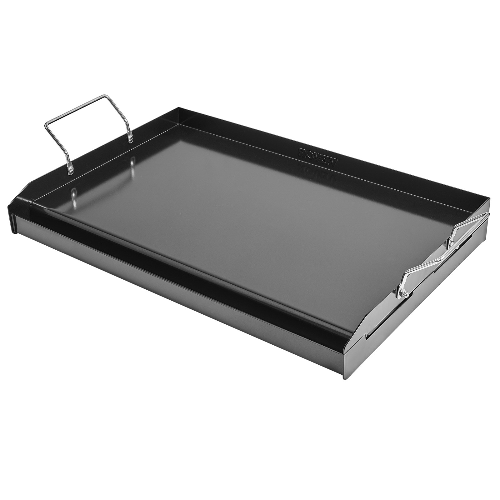 VEVOR Parrilla de Acero al Carbono Universal Rectangular 605 x 360 mm con Superficie Plana Espaciosa, Plancha de Gas para Barbacoa, Teppanyaki, Utensilios de Cocina Familiares Portátiles con Asa