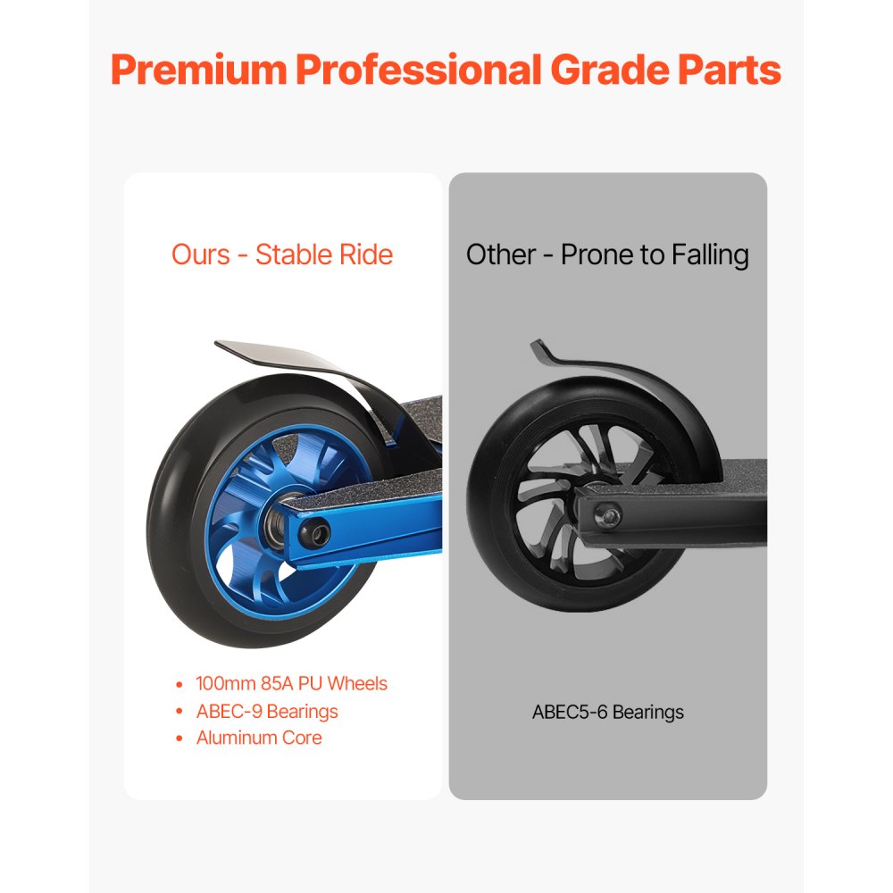 VEVOR Patinete Acrobático para Adolescentes de 9 a 11 Años Patinete de Trucos Ruedas de PU de 100 mm Patinete de Ciudad para Principiantes e Intermedios Plataforma de Aluminio Ligera de Doble Capa