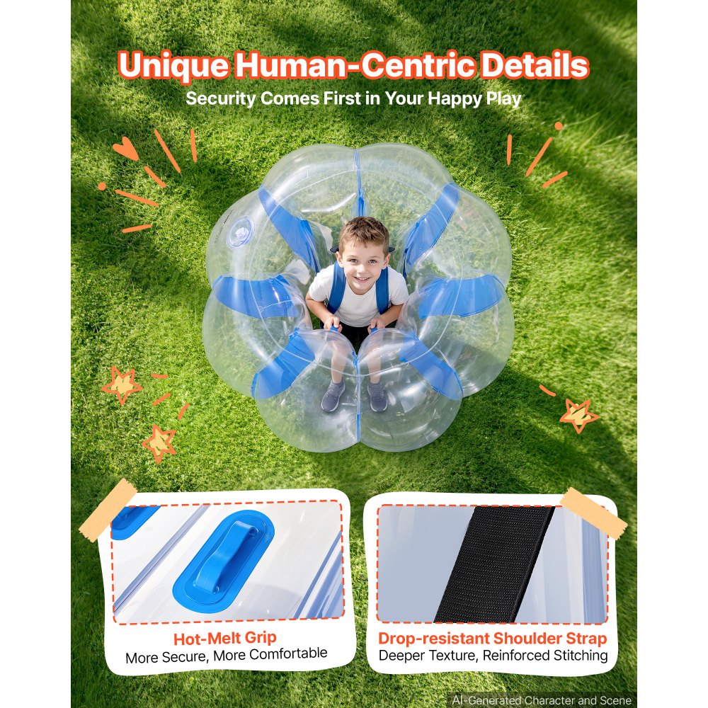 VEVOR Pelotas Inflables de Parachoques 2 Piezas 0,9 m de PVC, con Asas Integradas Termoselladas, Correas de Hombro, para Jardín, Camping, Parque, Césped y Juegos de Equipo al Aire Libre, Azul y Rojo