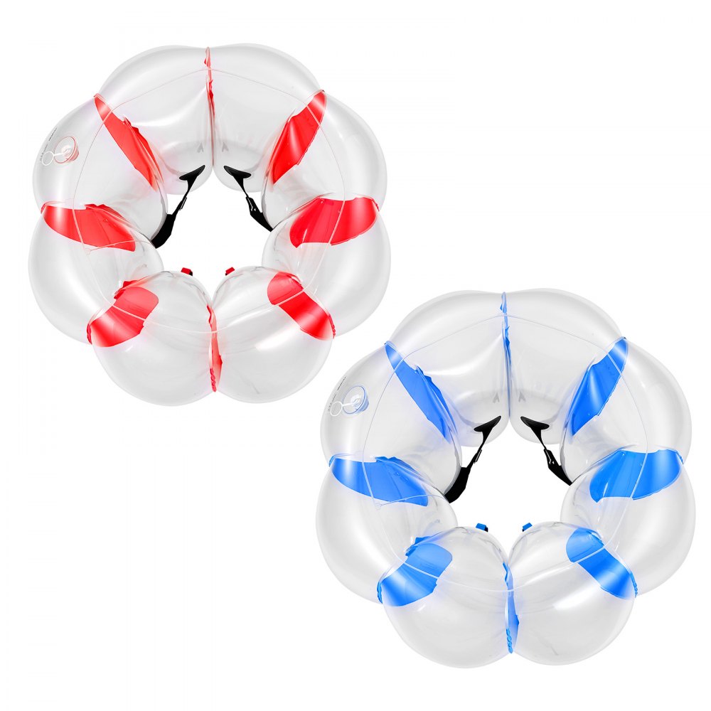 VEVOR Pelotas Inflables de Parachoques 2 Piezas 1,2 m de PVC, con Asas Integradas Termoselladas, Correas de Hombro, para Jardín, Camping, Parque, Césped y Juegos de Equipo al Aire Libre, Azul y Rojo
