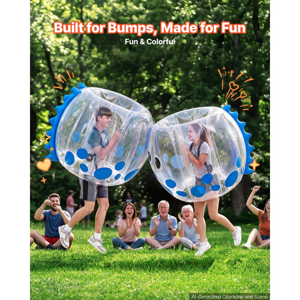 VEVOR Pelotas Inflables de Parachoques 1,9 m, 2 Piezas, de PVC Engrosado, con Asas Integradas Termoselladas, Correas de Hombro, para Jardín, Camping, Parque, Césped y Juegos de Equipo al Aire Libre