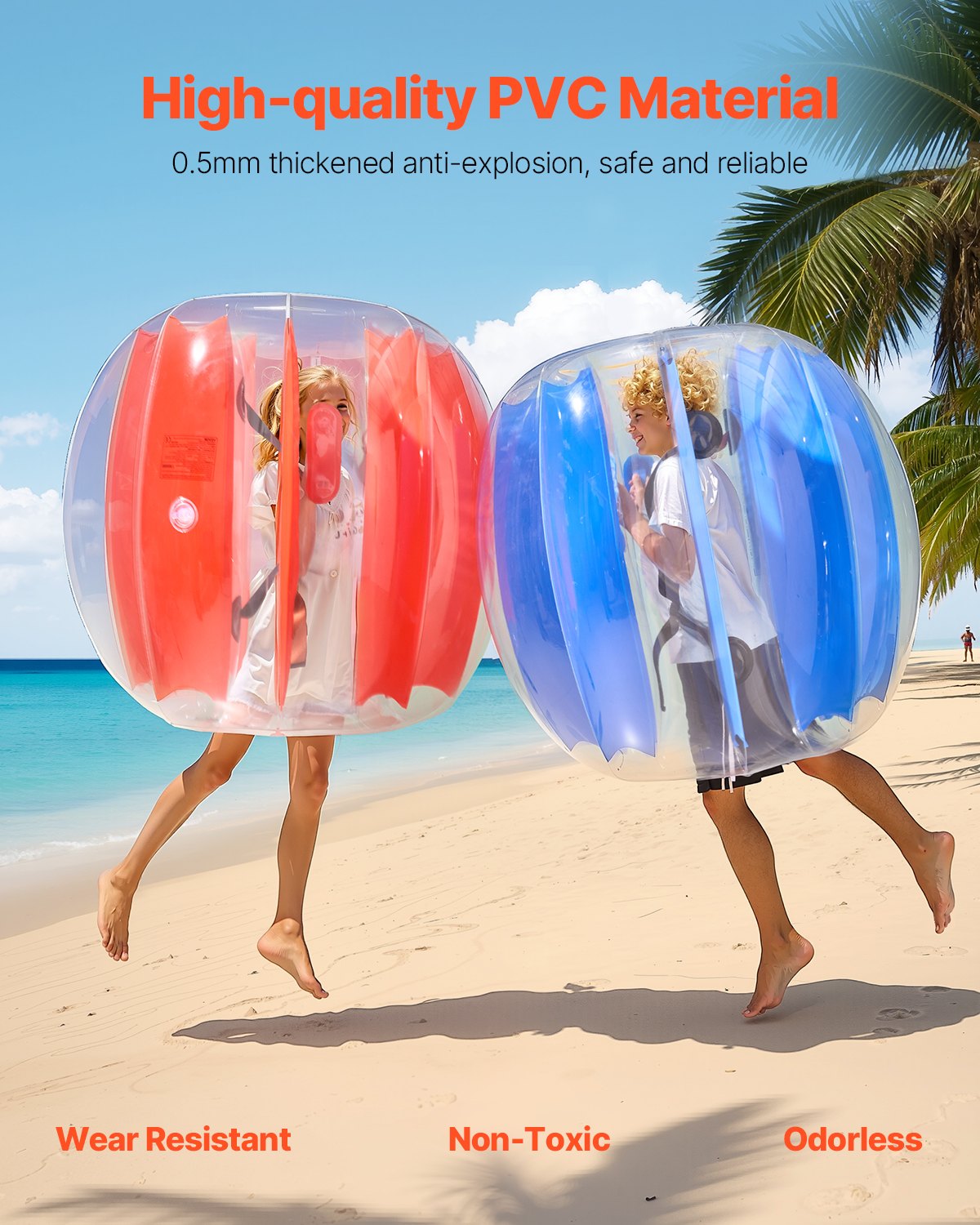 VEVOR Bolas de Parachoques Inflables, Bola de Sumo, Resistente, de PVC Grueso, para Hámster Humano, para Deportes al Aire Libre, Jardín, Patio y Parque, Rojo y Azul, 2 uds, 1150 x 1150 x 900 mm