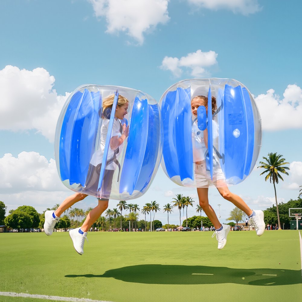 VEVOR 2 Pelotas de Parachoques Inflables, 0,9 m, Diseño de Sumo, Resistente y Grueso, de PVC, con Forma de Hámster Humano, para Juegos en Equipo al Aire Libre, Rayas Azules, 950 x 950 x 900 mm