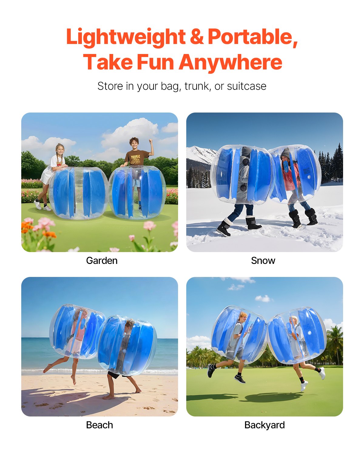 VEVOR Pelotas de Parachoques Inflables, Diseño de Sumo, Resistente y Gruesa Bola de PVC con Forma de Hámster Humano, para Deportes al Aire Libre, Jardín, Patio, Rayas Azules, 1150 x 1150 x 900 mm