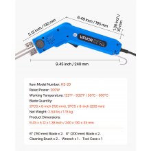 VEVOR Cortador de Espuma Eléctrica con Cuchillo Caliente de 200 W, 50 a 500 °C