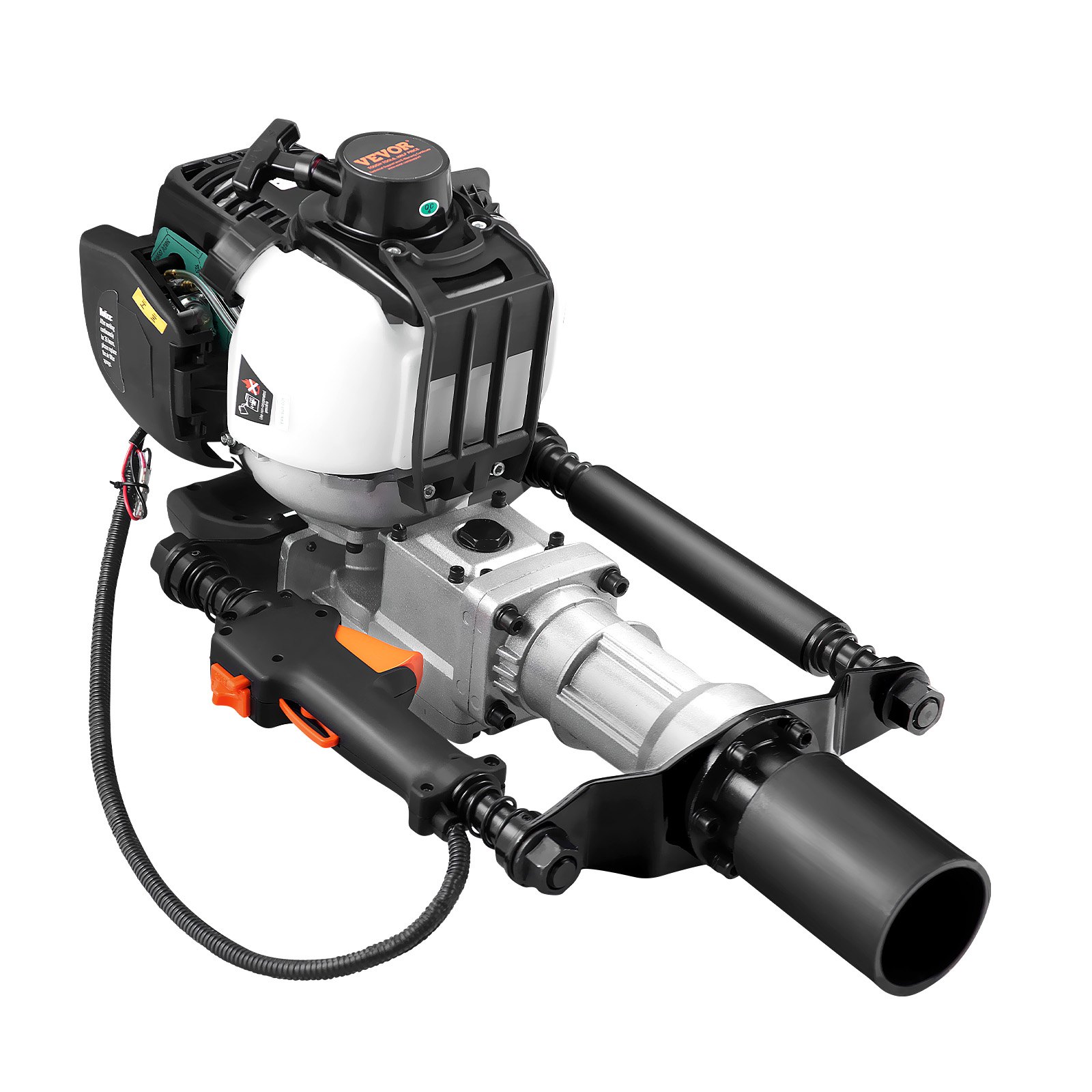 VEVOR 37.77cc Gas-Powered T Post Driver, 4-Stroke Engine Gasoline Fence Piling Pounder, with 2 Post Driving Head(55/70 mm) , 1000W Portable Piledriver For Farm, Ranch Fencing, Road Improvements