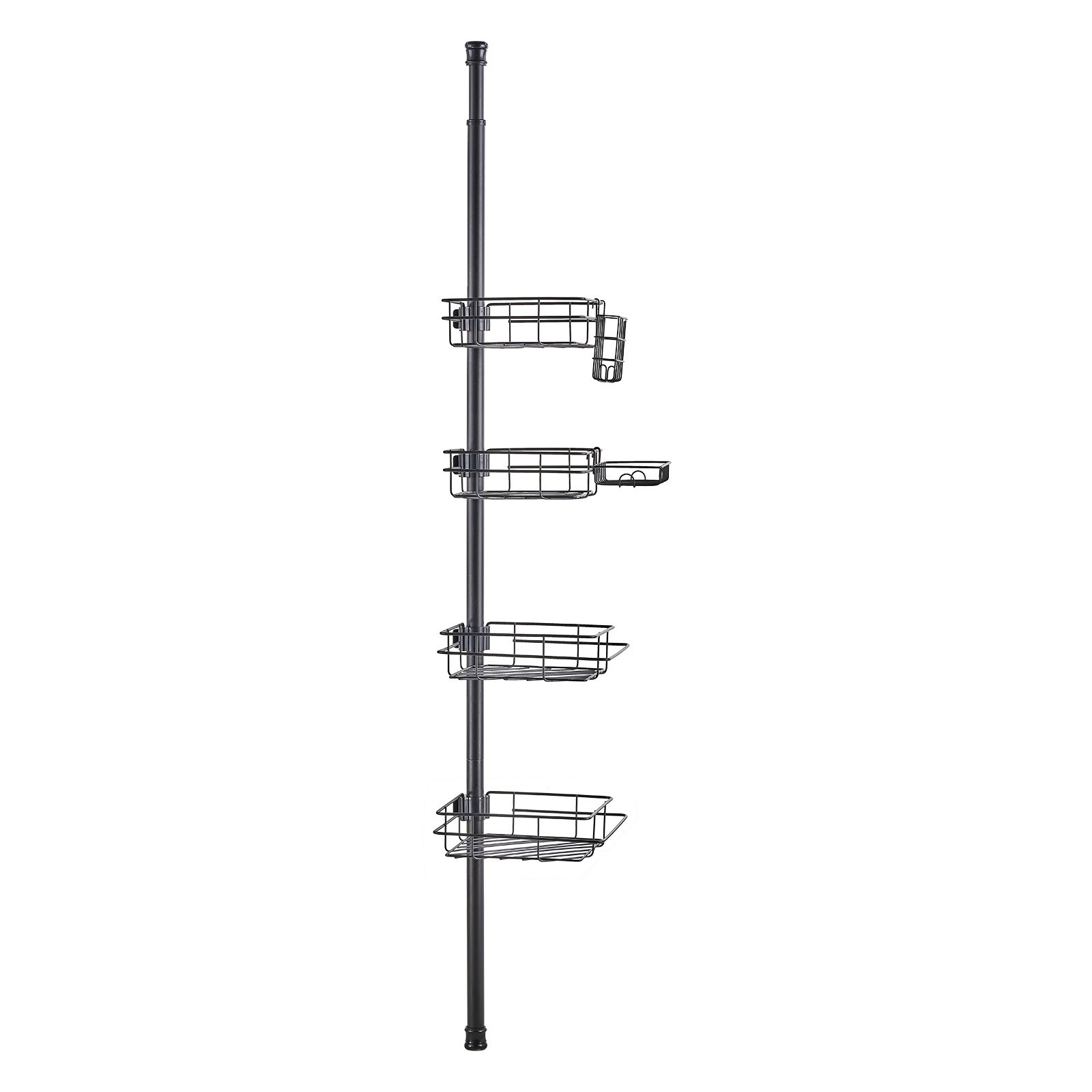 VEVOR Tension Rod for Corner Shower Shelf 1067-2896 mm High, Multifunctional Tension Rod for Showers with Strong & Load-Bearing Shelf, Tension Rod for Bathrooms and Washrooms, Black