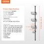 VEVOR Tension Rod for Corner Shower Shelf 991-3175 mm High, Multifunctional Tension Rod for Showers with Strong & Load-Bearing Shelf, Tension Rod for Bathrooms and Washrooms, Black, 3 Layers