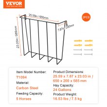 VEVOR 2 PCS Comedero para Heno de Ganado 109,1 L Montaje en Pared para Caballos