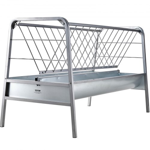 VEVOR 2 en 1 Comedero para Heno y Granos Comedero para Pastos con Capacidad de 363,68 L, Comedero para Heno para Cabras de Largo con Bandeja de Alimentación, Soporte para Granos y Heno para Ovejas