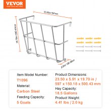 VEVOR Comedero de Pared para Cabras Comedero de Heno y Cereales de 84,1 L