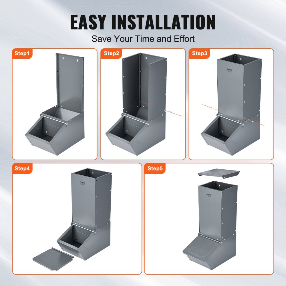 VEVOR Comedero para Cerdos de Capacidad de 90,92 L, Comedero para Cerdos de una Puerta, Comedero para Lechones de Acero Resistente, Comedero de Canaleta Multiusos para Alimentar hasta 5 Cerdos