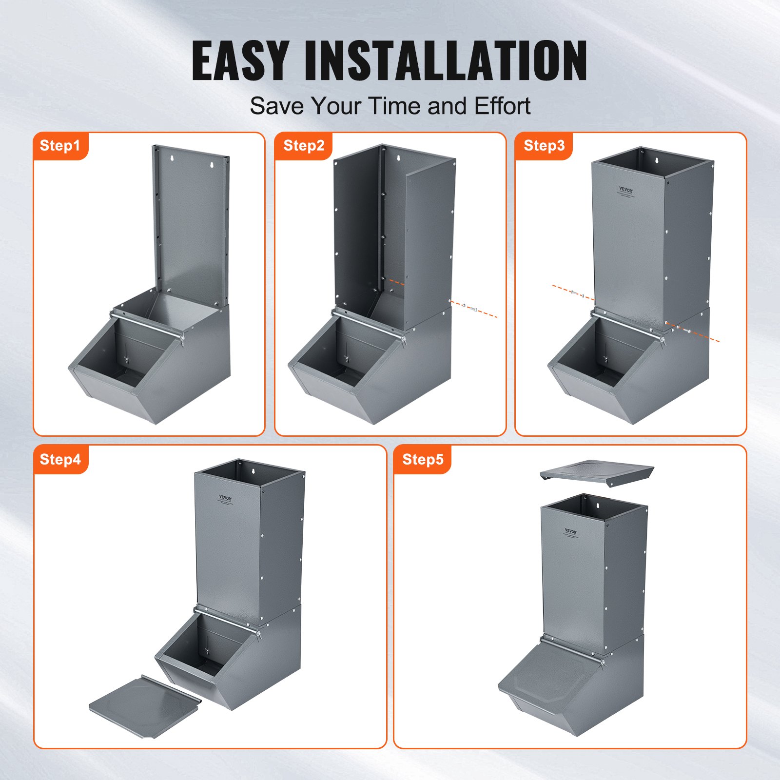 VEVOR Comedero para Cerdos de Capacidad de 90,92 L, Comedero para Cerdos de una Puerta, Comedero para Lechones de Acero Resistente, Comedero de Canaleta Multiusos para Alimentar hasta 5 Cerdos