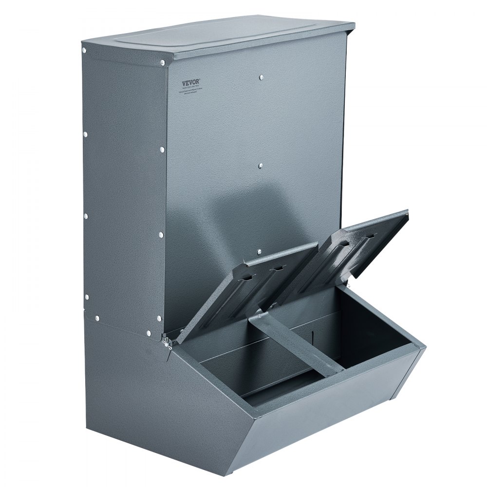 VEVOR Comedero para Cerdos de Capacidad de 90,92 L, Comedero para Cerdos de Doble Puerta, Comedero para Lechones de Acero Resistente, Comedero de Canaleta Multiusos para Alimentar hasta 8 Cerdos