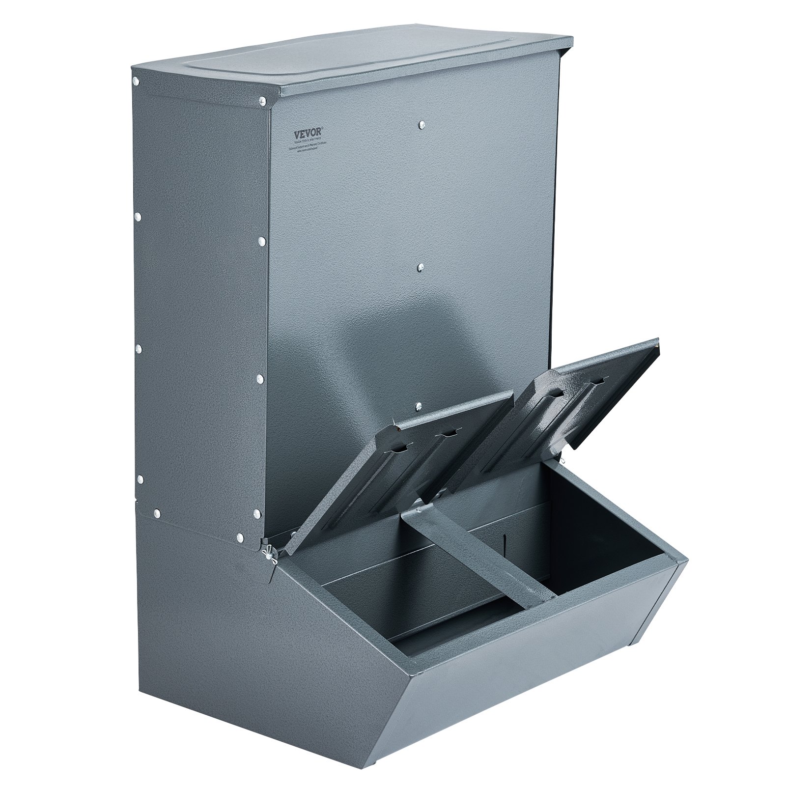 VEVOR Comedero para Cerdos de Capacidad de 90,92 L, Comedero para Cerdos de Doble Puerta, Comedero para Lechones de Acero Resistente, Comedero de Canaleta Multiusos para Alimentar hasta 8 Cerdos