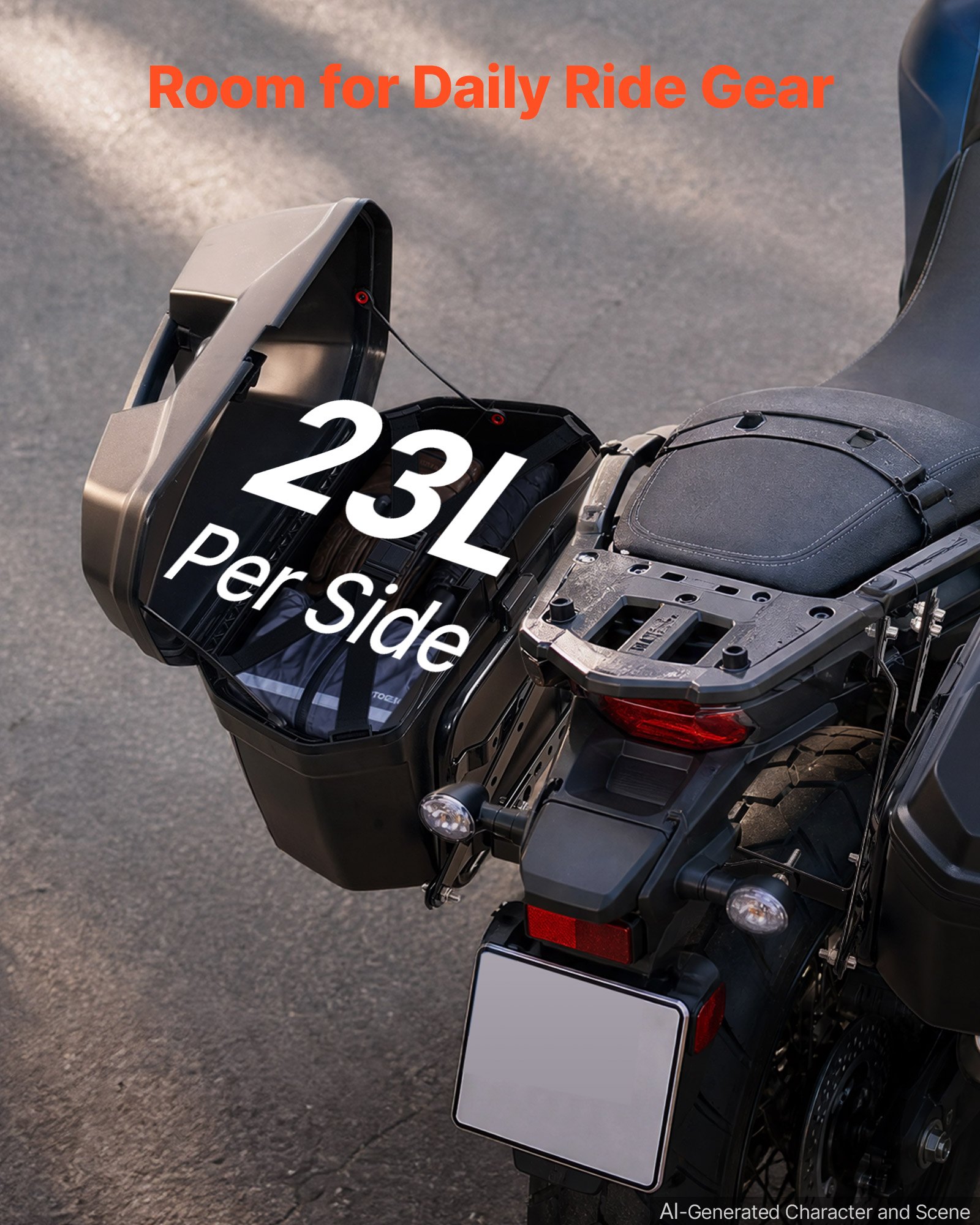 VEVOR Baúles para Moto 23 L x 2, Maletas Laterales para Motocicleta de ABS, Universales, Impermeables, Desmontables, para Lado Izquierdo y Derecho, con Control de Bloqueo de 3 Modos, Carcasa Duradera