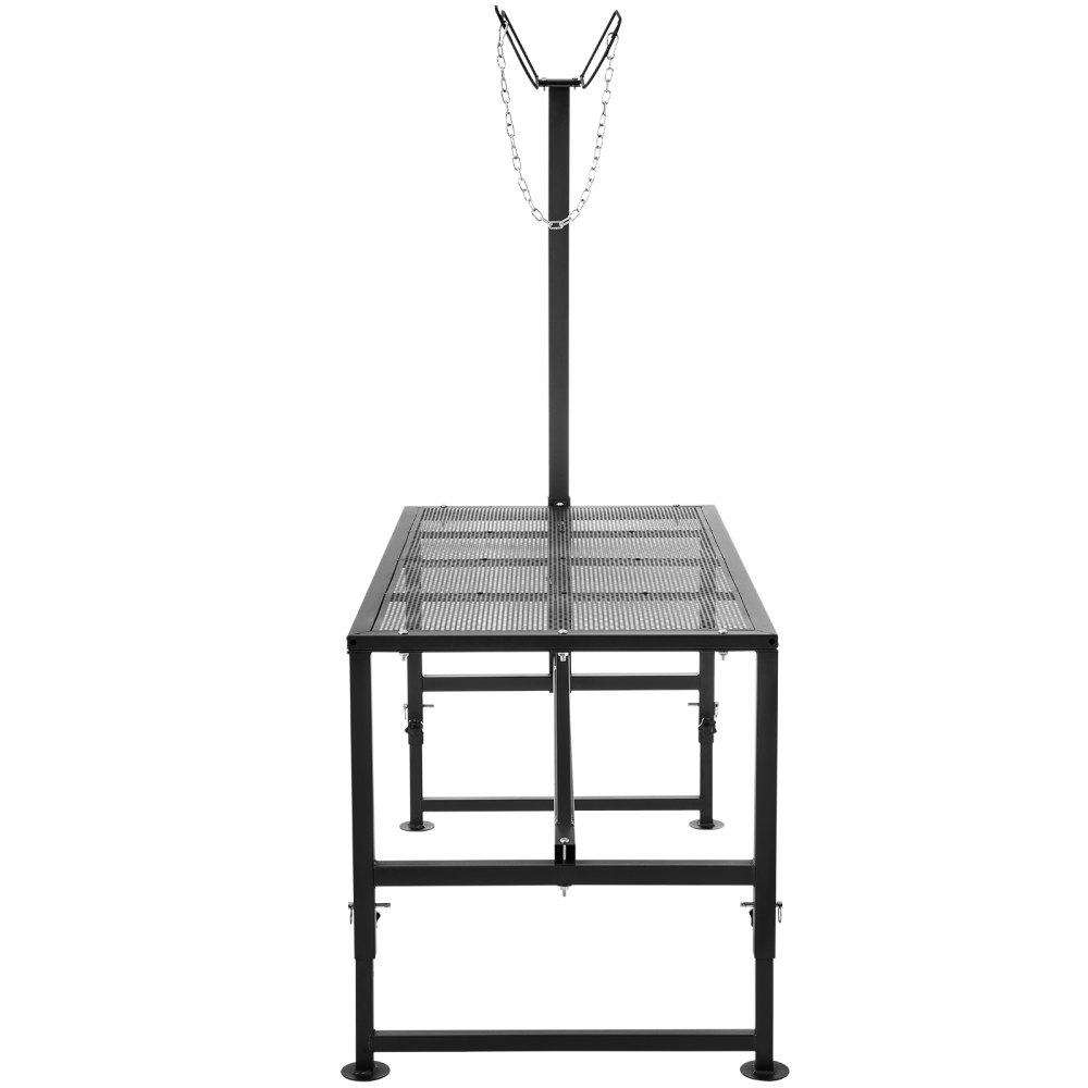 VEVOR Soporte para cabras y ovejas, soporte para ganado de 51 x 23 pulgadas, soporte de metal para ordeño y esquila de ganado, altura ajustable de 21 a 33 pulgadas, con tocado y bucle para la nariz, peso de carga de 500 libras, negro