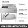 VEVOR Fregadero para Cocina con 1 Compartimiento de Acero Inoxidable, Fregadero de Tazón Profesional de 100 x 60 x 83,5 cm, Fregadero de Calidad Limpieza Fácil para Lavamanos, Restaurantes y Bares