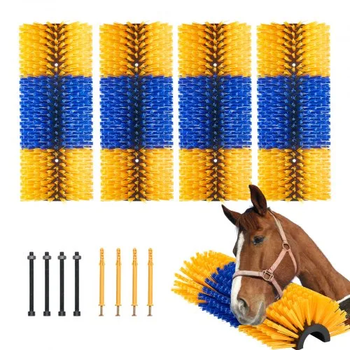 VEVOR 4 Piezas Cepillos Rascador Grande para Ganado de 51 x 19 x 10 cm con 8 Tornillos, Rascado Cepillo para Aliviar la Picazón de la Espalda y Mantener la Limpieza para Caballos, Cerdos, Vacas