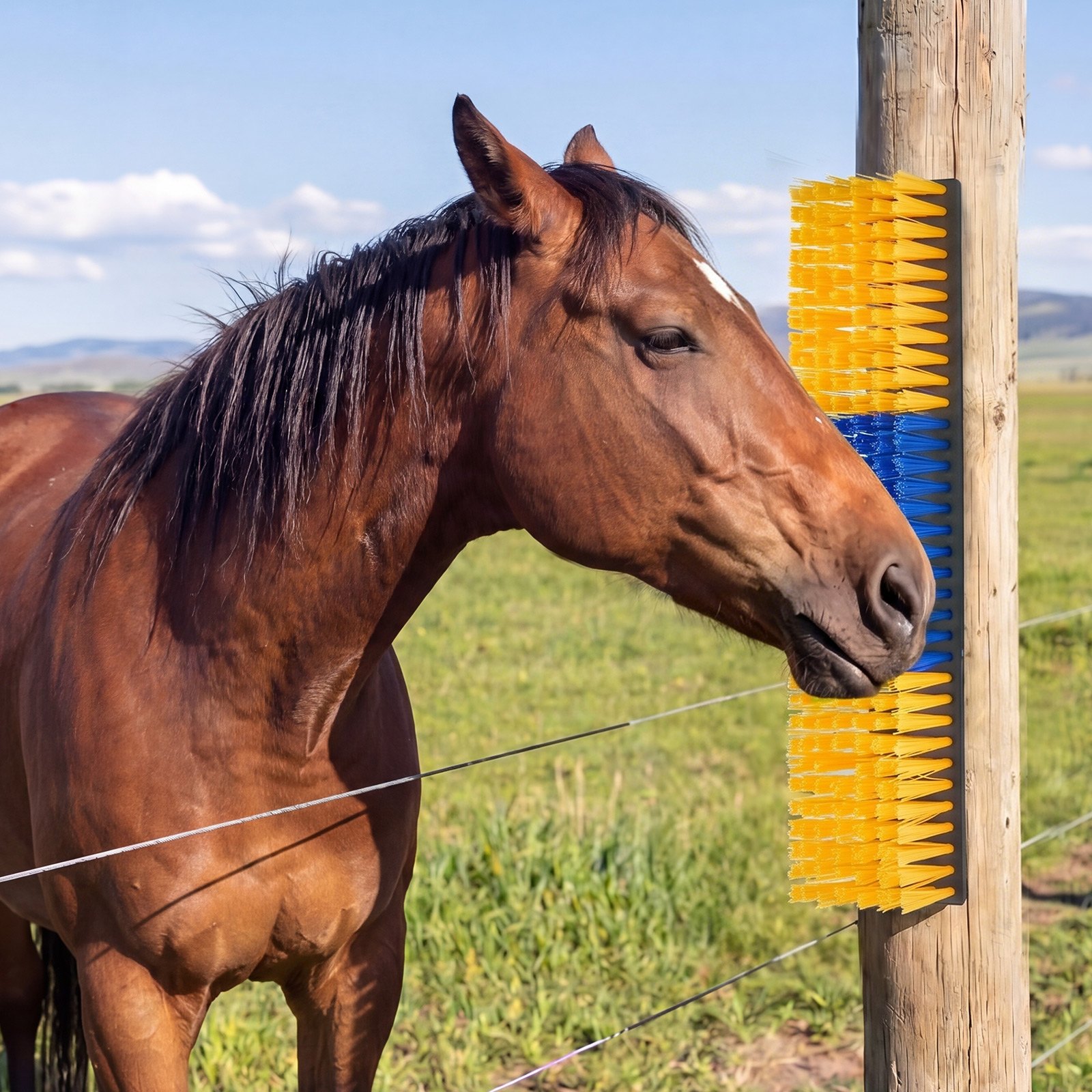 VEVOR Cepillo Rascador para Ganado, Paquete de 4 Unidades, Raspador de 430 x 100 mm, Cepillo de Masaje para Aliviar la Picazón de la Espalda, para Caballos Vacas Ovejas Cerdos, Color Azul y Amarillo