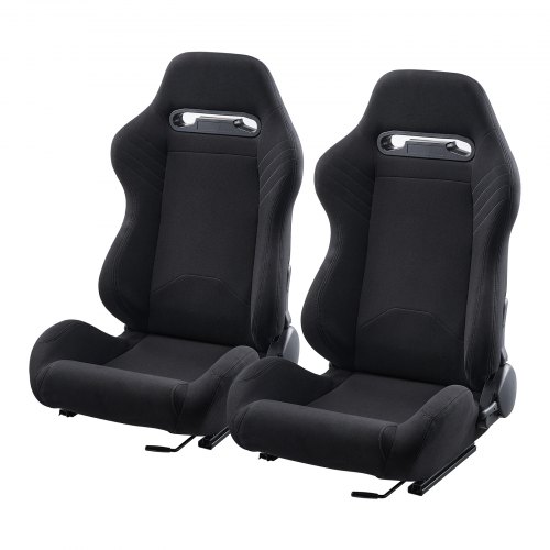 VEVOR Asiento de Carreras, Juego de 2, con Ángulo Amplio Reclinable y Espuma de Alta Resiliencia, con Tela de Poliéster y Deslizador Q235B, Apto para Autos de Carreras y Karts, 550 x 585 x 885 mm