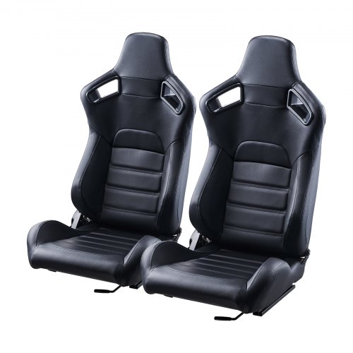 VEVOR Asiento de Carreras, Juego de 2, con Ángulo Amplio Reclinable y Espuma de Alta Resiliencia, con Cuero de PVC Suave y Deslizador Q235B, Apto para Autos de Carreras y Karts, 590 x 560 x 960 mm