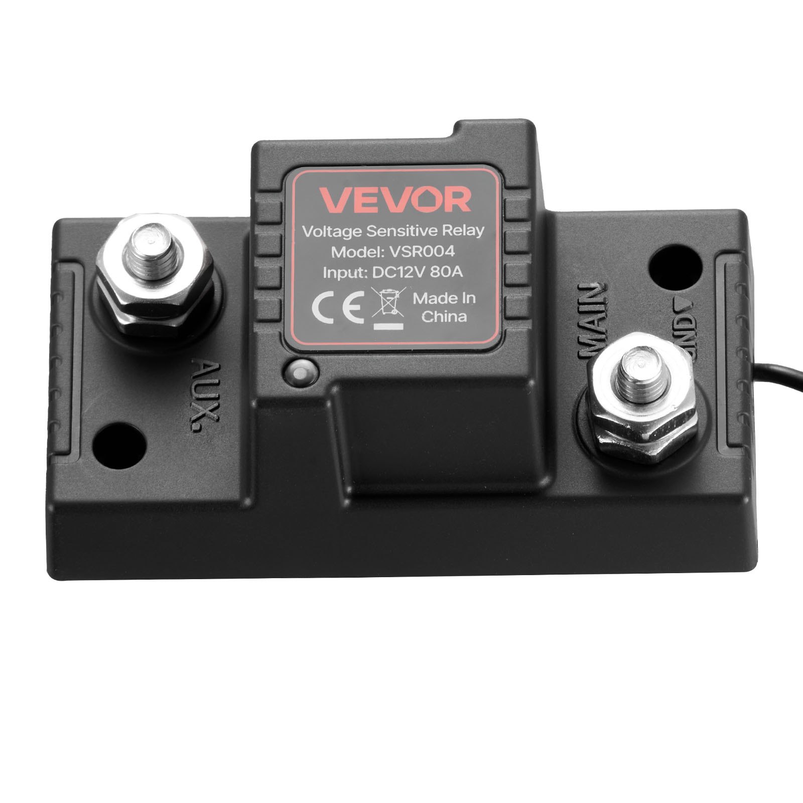 VEVOR Kit de Relé Aislador de Batería Dual, Relé Sensible al Voltaje VSR de 12 V y 80 A con Voltímetro y Pantalla LCD, Compatible con Baterías de Plomo-Ácido, para UTV y ATV, 85 x 43 x 37 mm