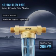 VEVOR Filtro Giratorio, Filtro de Sedimentos de 40 Micrones para Agua de Pozo de Alto Flujo, para Sistemas de Filtración de Agua de Toda la Casa, Filtro de Sedimentos de Agua de Pozo 153 x 66 x 210 mm