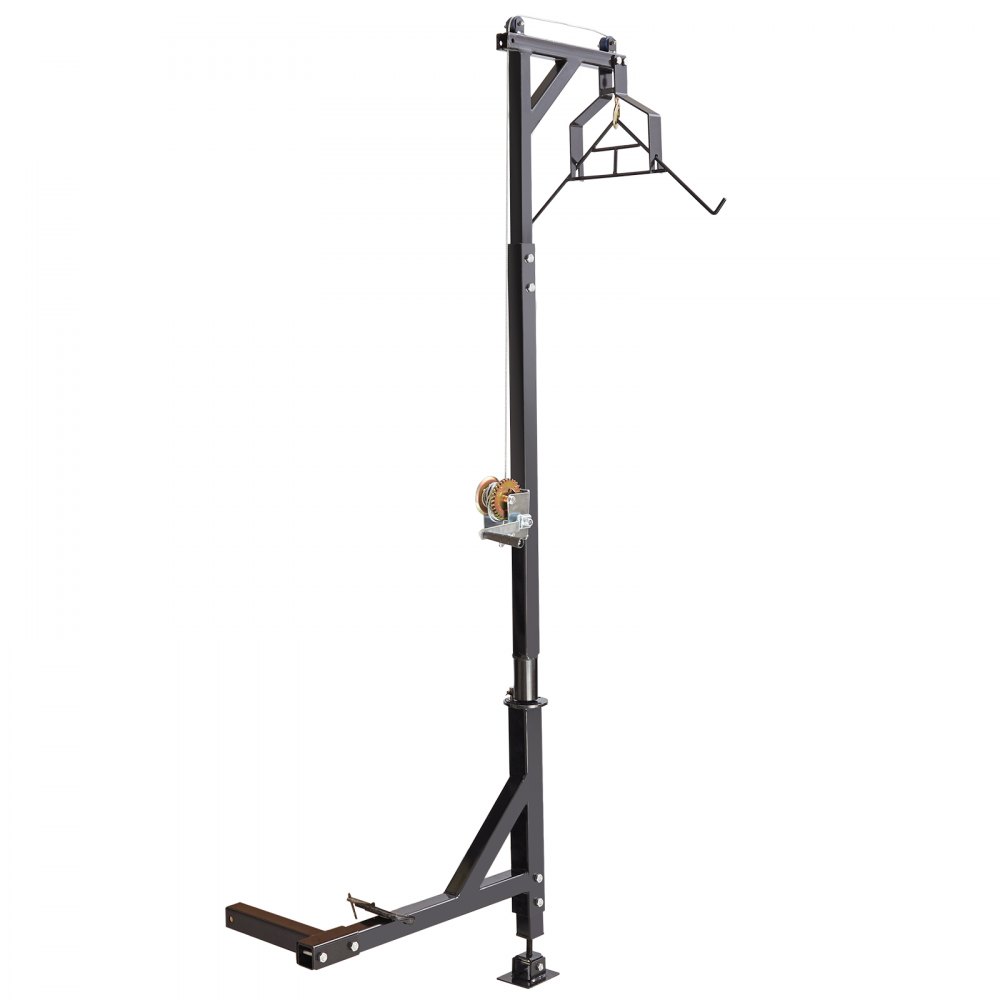 VEVOR Polipasto de ciervo montado en enganche, carga de 500 lbs, polipasto de enganche, polipasto de ciervo con cabrestante, receptor de enganche de 2", base de pie, altura ajustable y giro de 360°