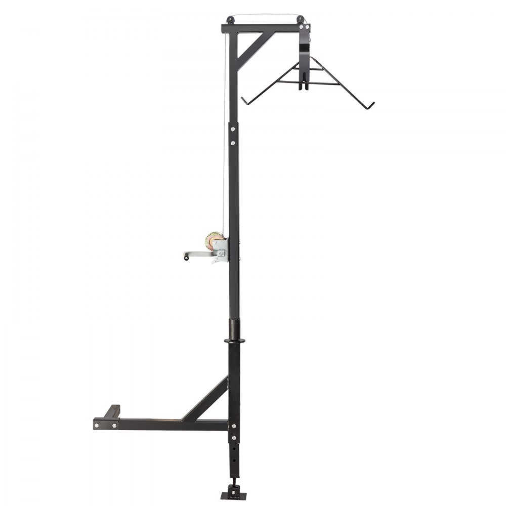 VEVOR Polipasto de ciervo montado en enganche, carga de 500 lbs, polipasto de enganche, polipasto de ciervo con cabrestante, receptor de enganche de 2", base de pie, altura ajustable y giro de 360°