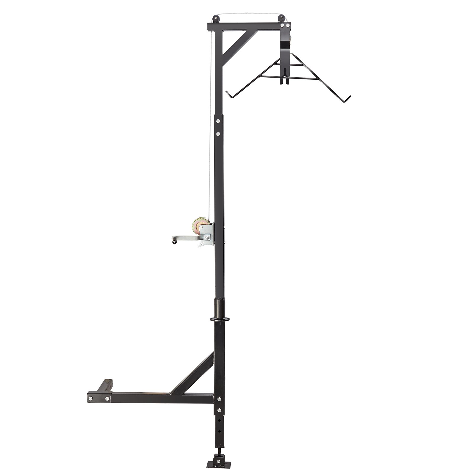 VEVOR Polipasto de ciervo montado en enganche, carga de 500 lbs, polipasto de enganche, polipasto de ciervo con cabrestante, receptor de enganche de 2", base de pie, altura ajustable y giro de 360°