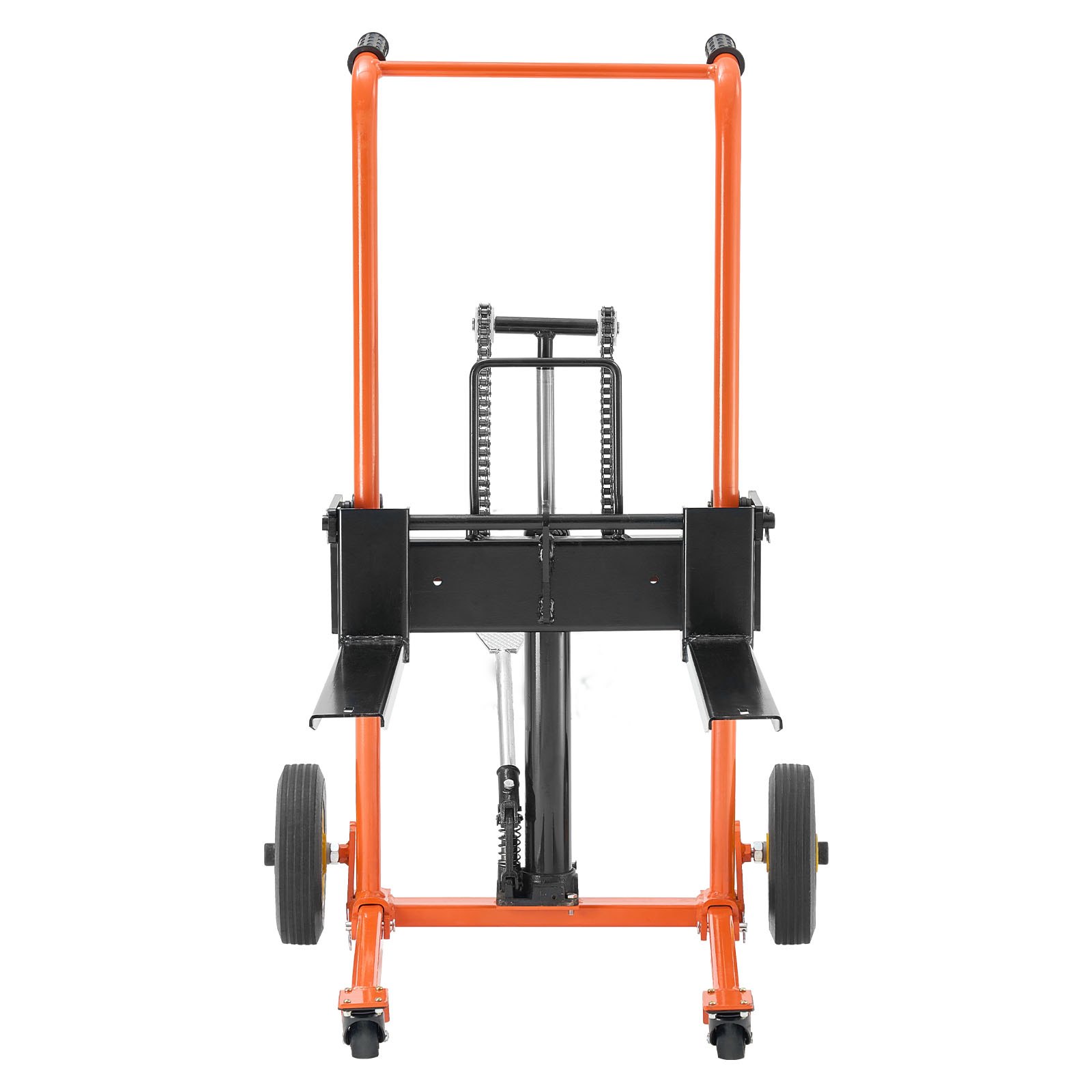 VEVOR Apilador Hidráulico con Cabrestante, Capacidad de Carga de 205 kg Transpaleta con Mesa Elevadora Altura Máxima de Elevación de 90 cm, Carrito de Mesa Plegable y Portátil, Amarillo y Negro