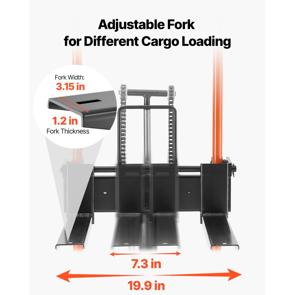 VEVOR Apilador Hidráulico con Cabrestante, Capacidad de Carga de 205 kg Transpaleta con Mesa Elevadora Altura Máxima de Elevación de 100 cm, Carrito de Mesa Plegable y Portátil, Amarillo y Negro