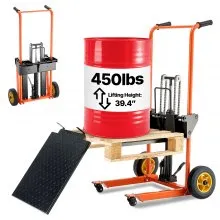 VEVOR Apilador con Cabrestante Carga 205 kg, Altura Máxima de Elevación 100 cm
