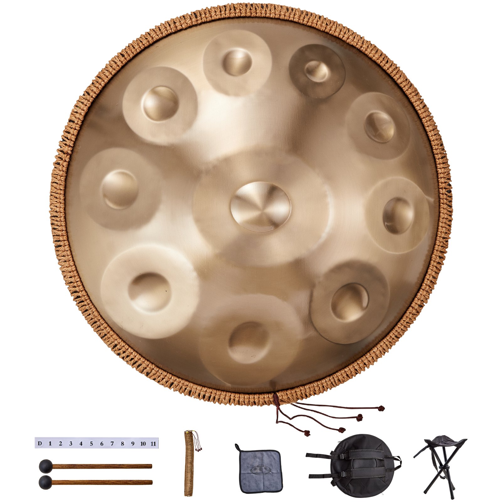 VEVOR Tambor de Mano 55cm 10 Notas Instrumento de Percusión en D Menor con Mazos
