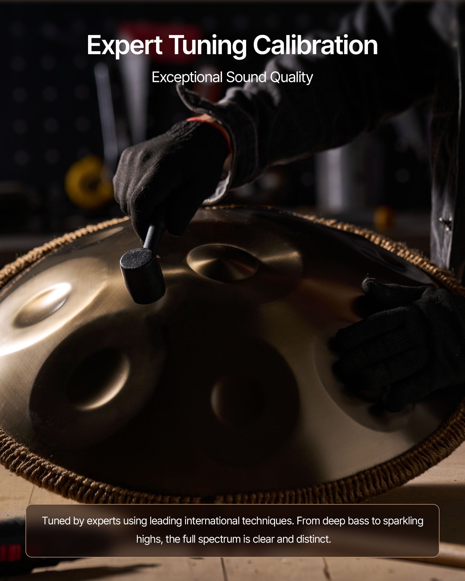 VEVOR Tambor de Mano 55 cm 9 Notas 432 Hz, Tambor Handpan en D Menor con Mazos, Instrumento de Percusión con Bolsa de Transporte para Yoga, Meditación, Educación Musical de Principiantes, Dorado