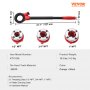 VEVOR Kit de Roscado de Tuberías con Trinquete 1/2", 3/4", 1" NPT Juego de Matrices de Fontanero Portátil 3 Matrices NPT Estuche de Almacenamiento para Tubos de Aluminio Galvanizado Hierro Cobre