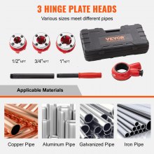 VEVOR Kit de Herramientas de Roscado de Tubos con Trinquete 1/2", 3/4", 1" NPT