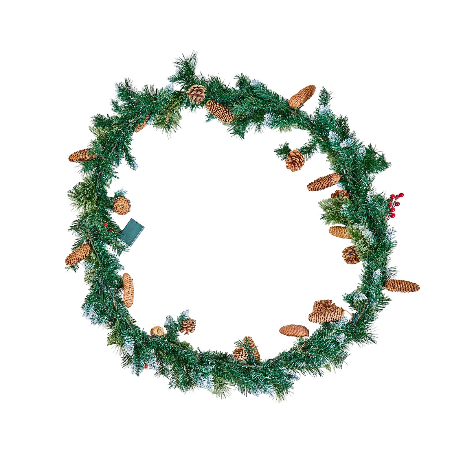VEVOR Christmas Garland, 2750mm Artificial Christmas Garland with Light String, Faux Greenery Decoration with Berry Clusters, Pine Needles, Pine Cones, Realistic Xmas Collection for Mantel Fireplace